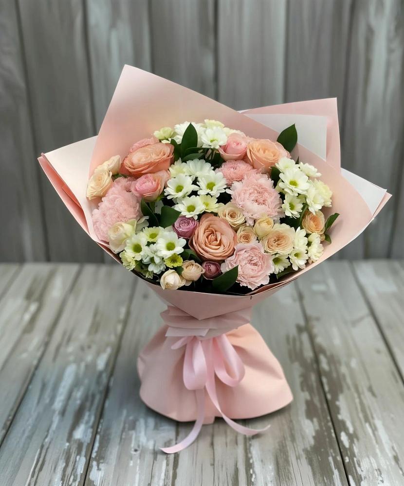 Букет цветов из: Гвоздики, Розы и Хризантемы в Петрово-Дальнее