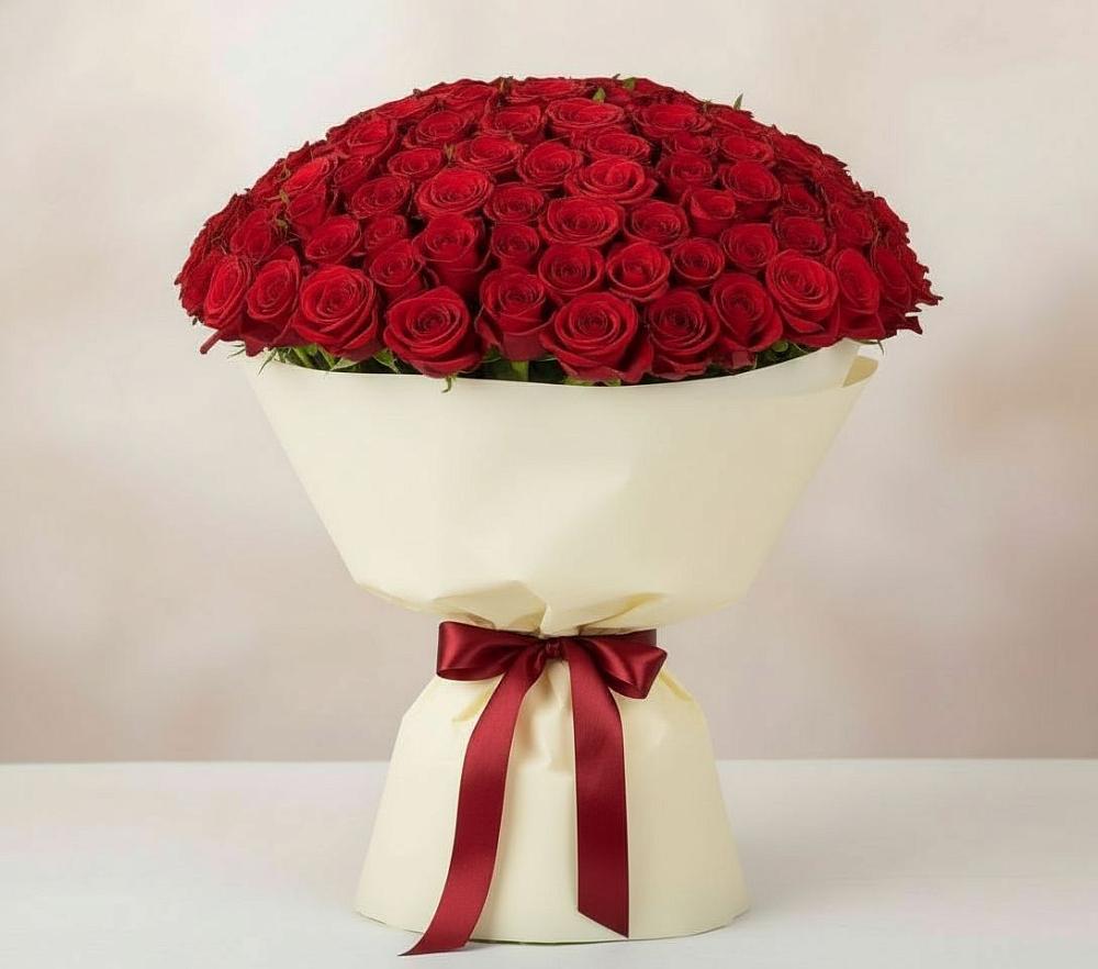 Букет 101 Красная роза Милано в Петрово-Дальнее