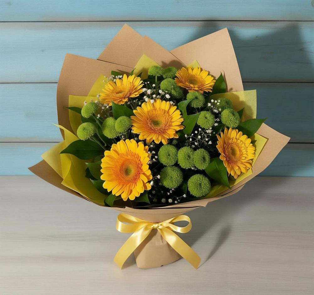 Букет цветов из: Герберы и Хризантемы в Петрово-Дальнее