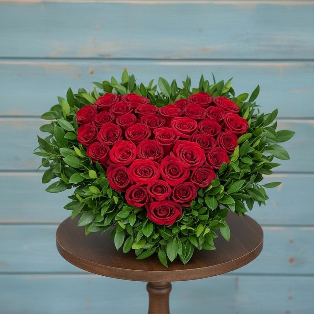 Цветочная композиция из Розы в виде сердца в Петрово-Дальнее