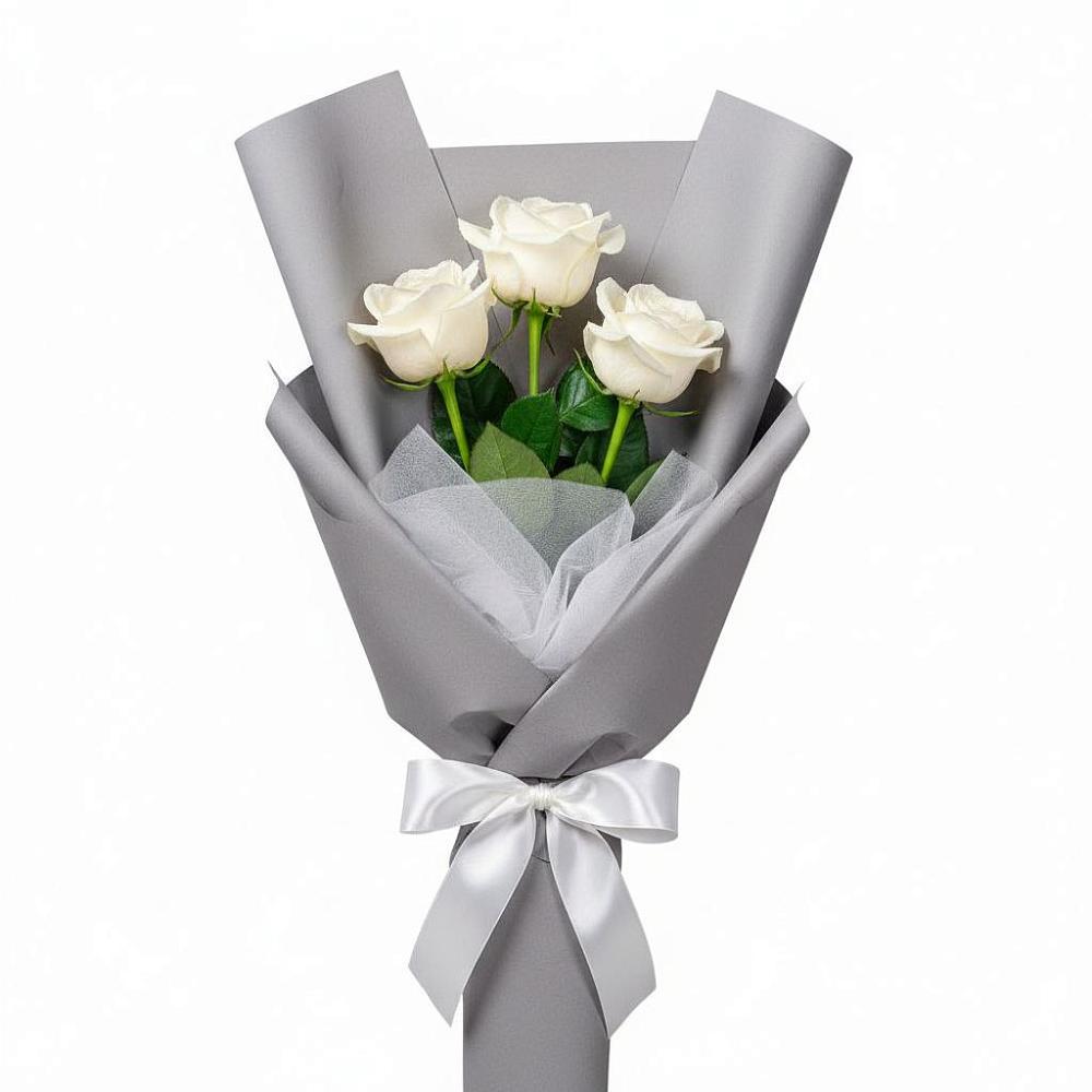 Букет 3 белые розы в Петрово-Дальнее