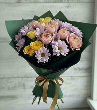 Букет цветов из:  Хризантемы и Розы в Петрово-Дальнее