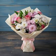 Букет цветов из:  Хризантемы, Альстромерии и Розы в Петрово-Дальнее