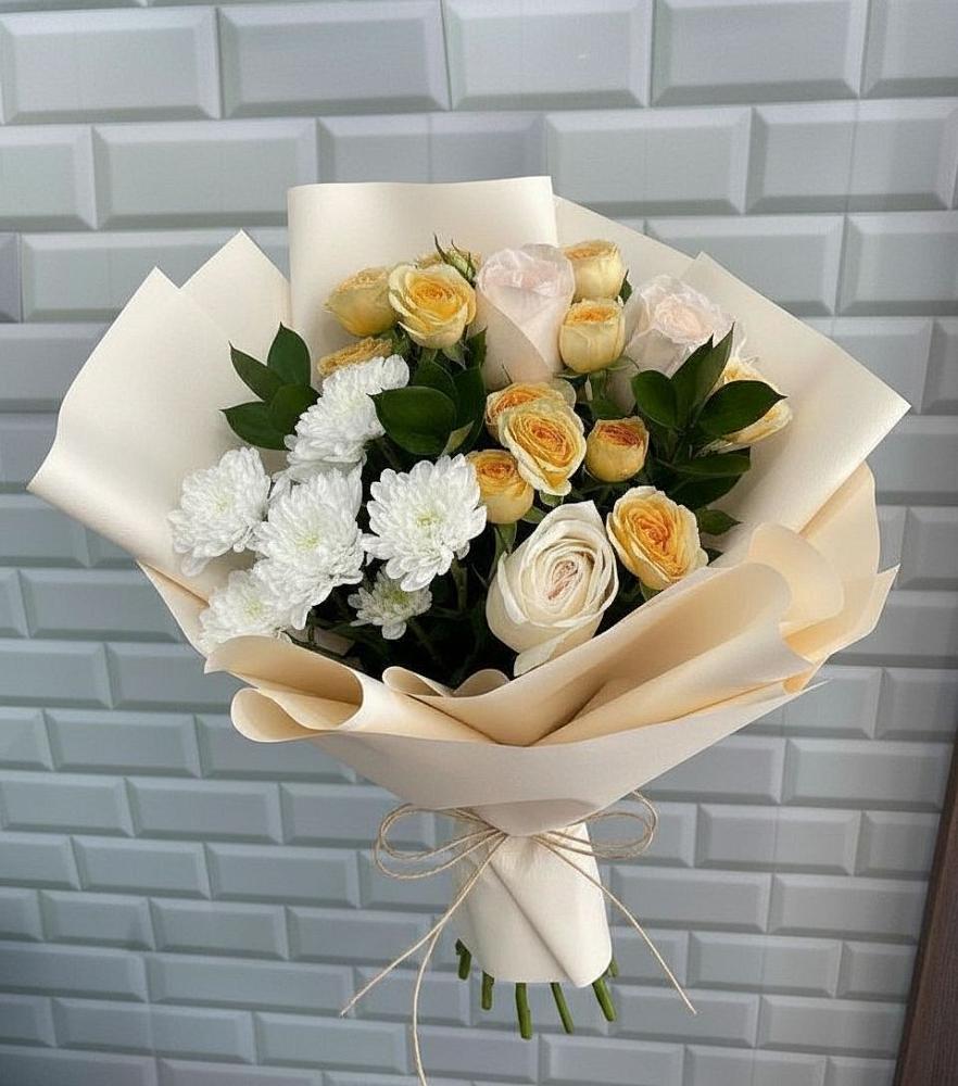 Букет цветов из: Розы и Хризантемы в Петрово-Дальнее