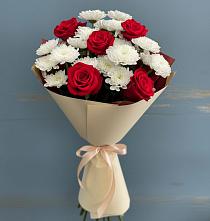 Букет цветов из:  Розы и Хризантемы в Петрово-Дальнее