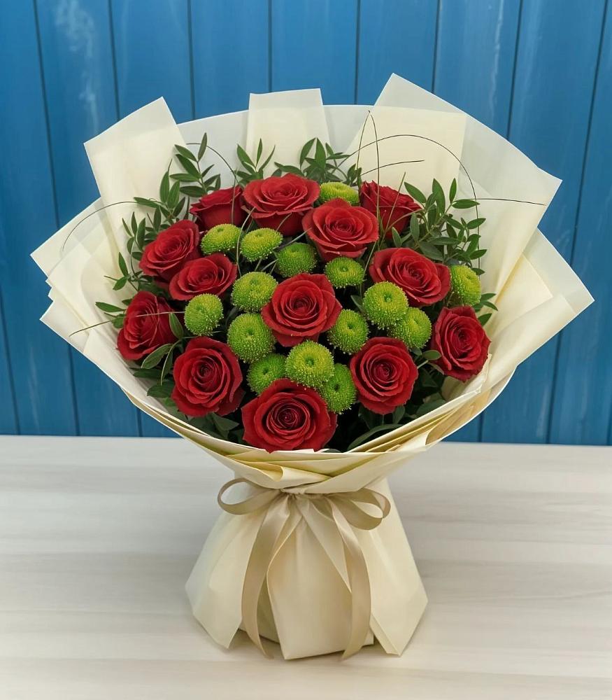 Букет цветов из: Розы и Хризантемы в Петрово-Дальнее